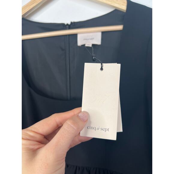 NWT Cinq A Sept Dorina Balloon Long Sleeve Fit & Flare Black Mini Dress Size: 0 - Picture 7 of 12